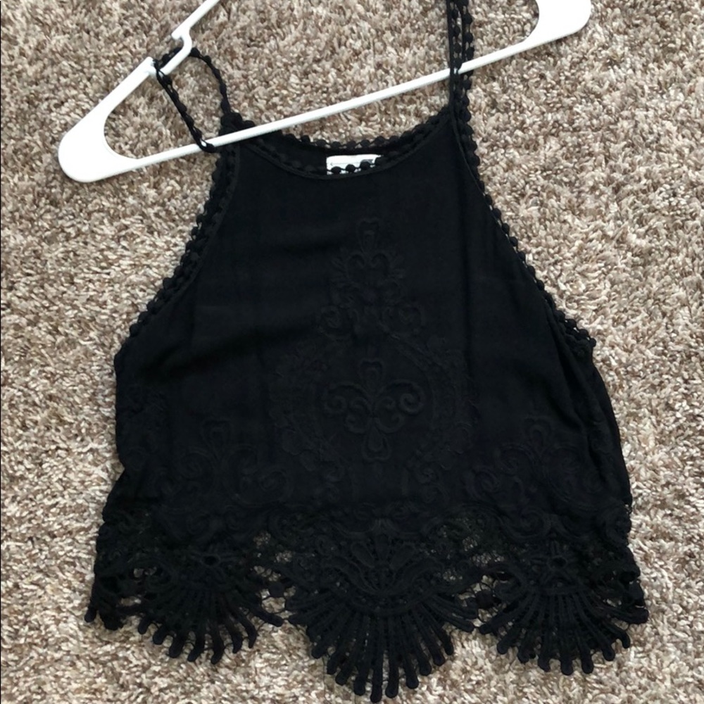 Black lace crop top